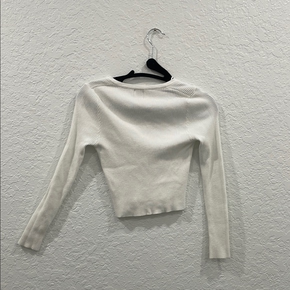 Princess Polly White Long Sleeve Crop Sweater - Picture 5 of 5